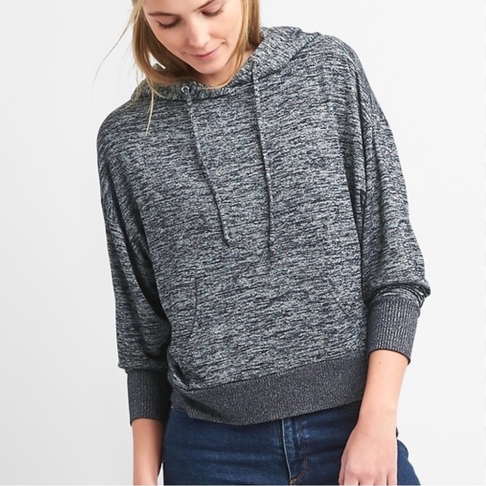 Gap Softspun Pullover Hoodie in Black White Large